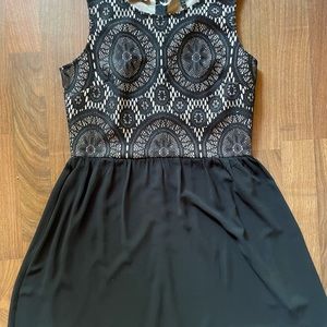 NWT LRG‎ heartsoul casual black nude lace mini dress party wedding sleeve…